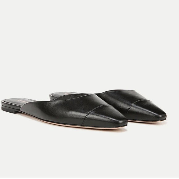 Veronica Beard Carlotta Black Leather Flat Mule - Picture 2 of 4
